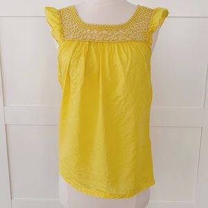 Banana Republic Crochet Embellished Yellow Top